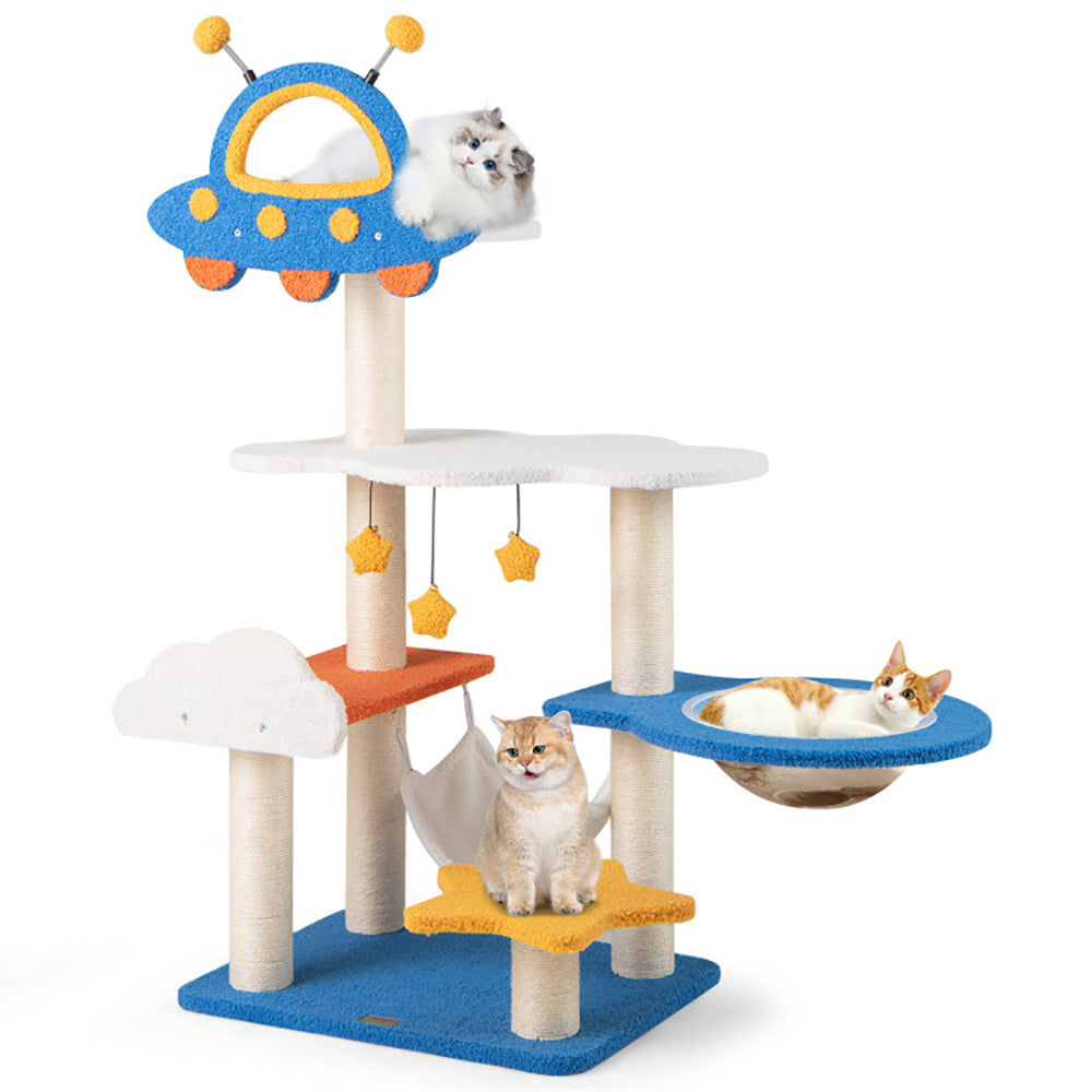 49 Inches Tall Cat Tree With UFO Top Perch Space Capsule And Sisal Scratching Posts