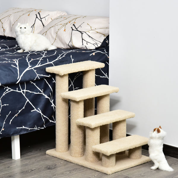 25" 4-Step Multi-Level Carpeted Cat Scratching Post Pet Stairs