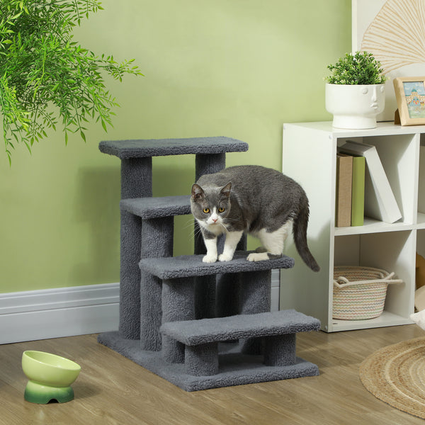 25" 4-Step Multi-Level Carpeted Cat Scratching Post Pet Stairs
